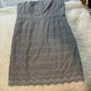 Elegant Gray Eyelet Dress with POCKETS